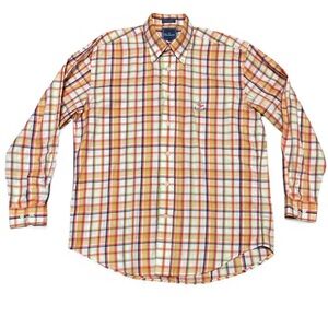 Men's Faconnable Plaid Button Down Shirt Size Large